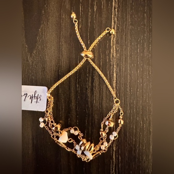 Style & Co Gold Slider Bracelet Adjustable Multi-Chain Beads‎ NWT - Picture 2 of 5
